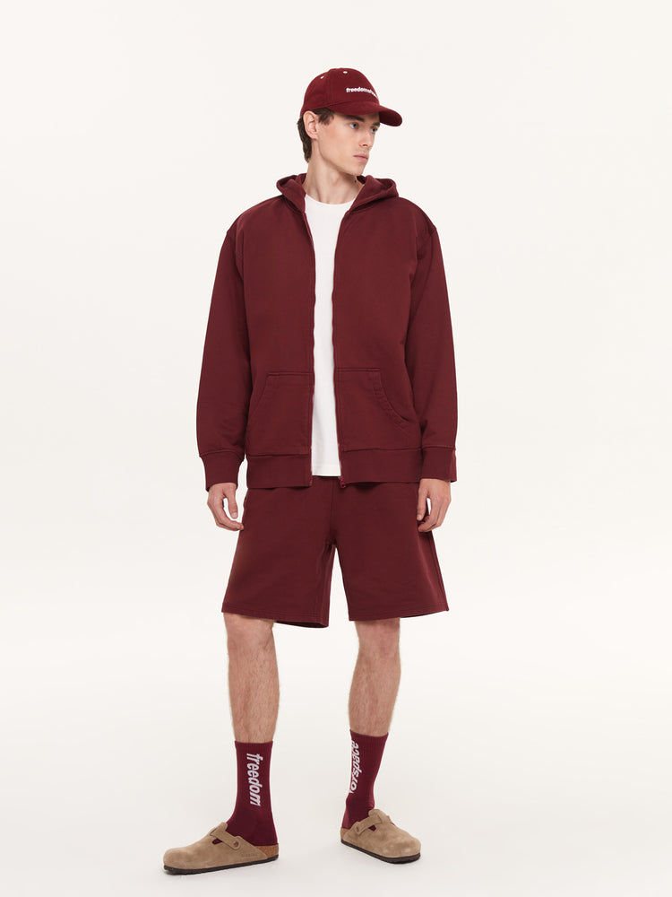 A SIMPLE FULL ZIP HOODIE BORDEAUX