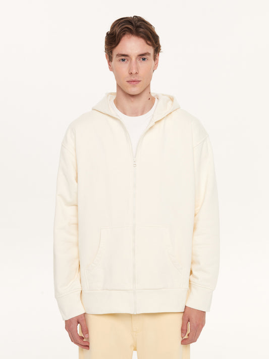 A SIMPLE FULL ZIP HOODIE OFF WHITE