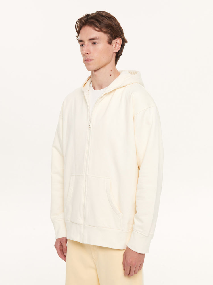 A SIMPLE FULL ZIP HOODIE OFF WHITE