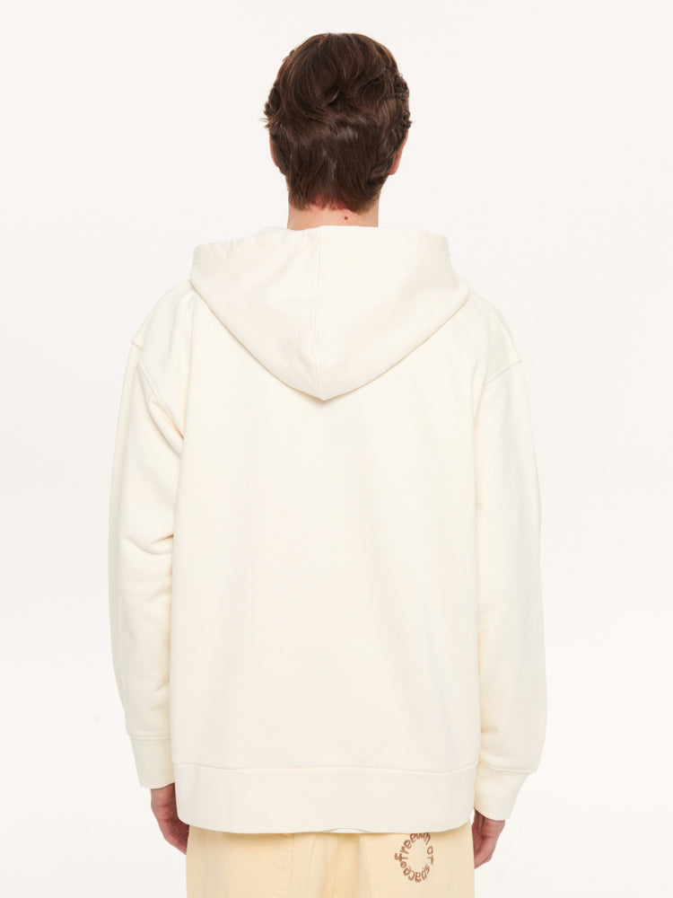 A SIMPLE FULL ZIP HOODIE OFF WHITE