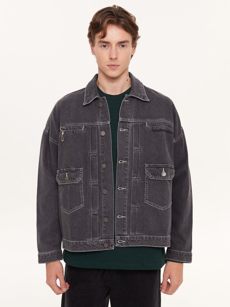 STONE WASHED DENIM JACKET BLACK