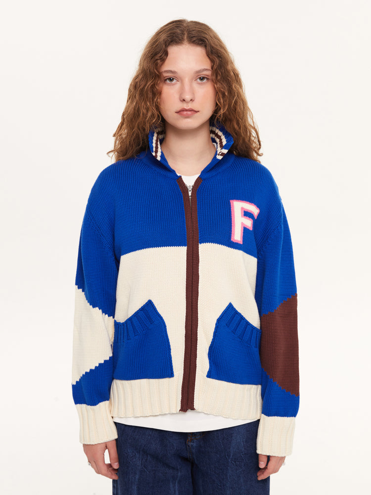 COLORBLOCK FULL ZIP CARDIGAN