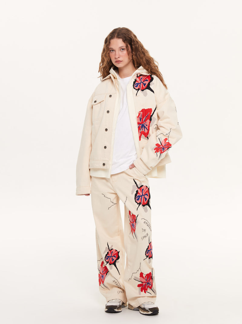 Flower Embroidered Jeans