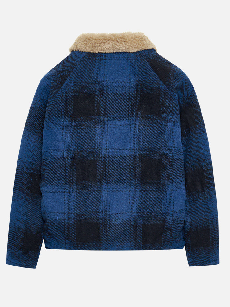 REVERSIBLE FLANNEL FLEECE JACKET NAVY