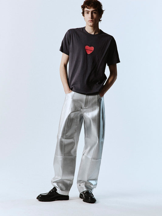 SILVER LEATHER PANTS