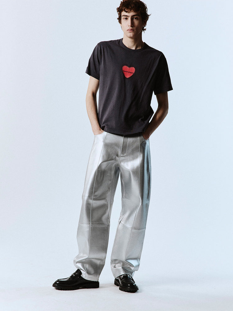 SILVER LEATHER PANTS