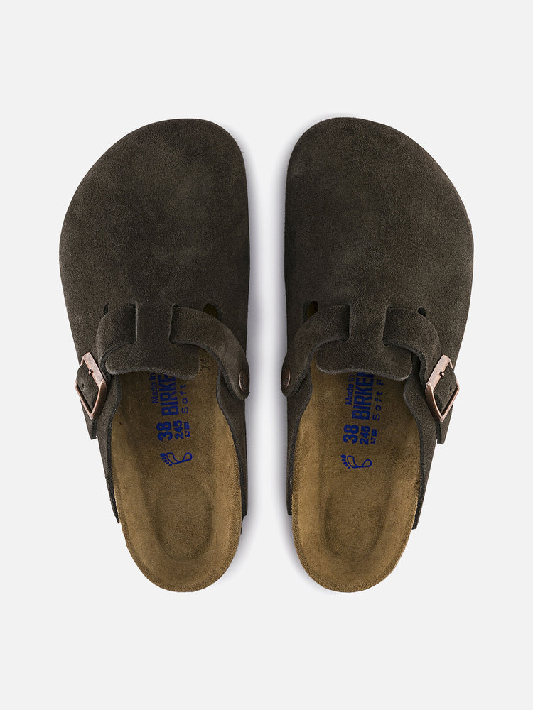 BIRKENSTOCK BOSTON SOFT FOOTBED SUEDE MOCHA