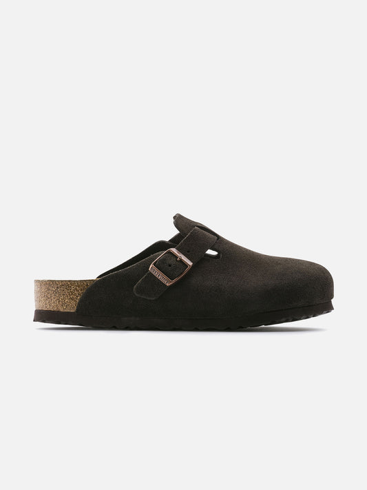 BIRKENSTOCK BOSTON SOFT FOOTBED SUEDE MOCHA