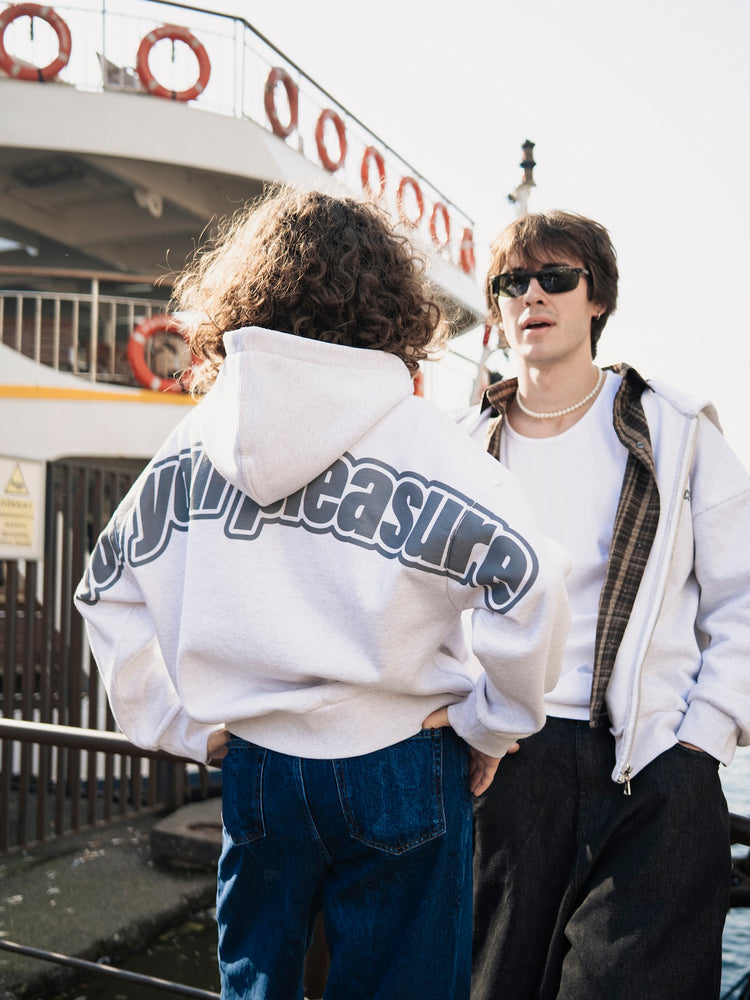 FOR YOUR PLEASURE FULL ZIP HOODIE GREY MARL