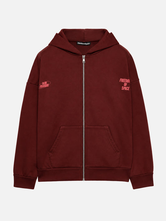 For Your Pleasure Full Zip Hoodie Bordeaux - ön