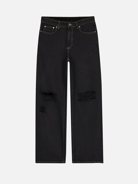 Core Denim Distress Jeans - Black — 01