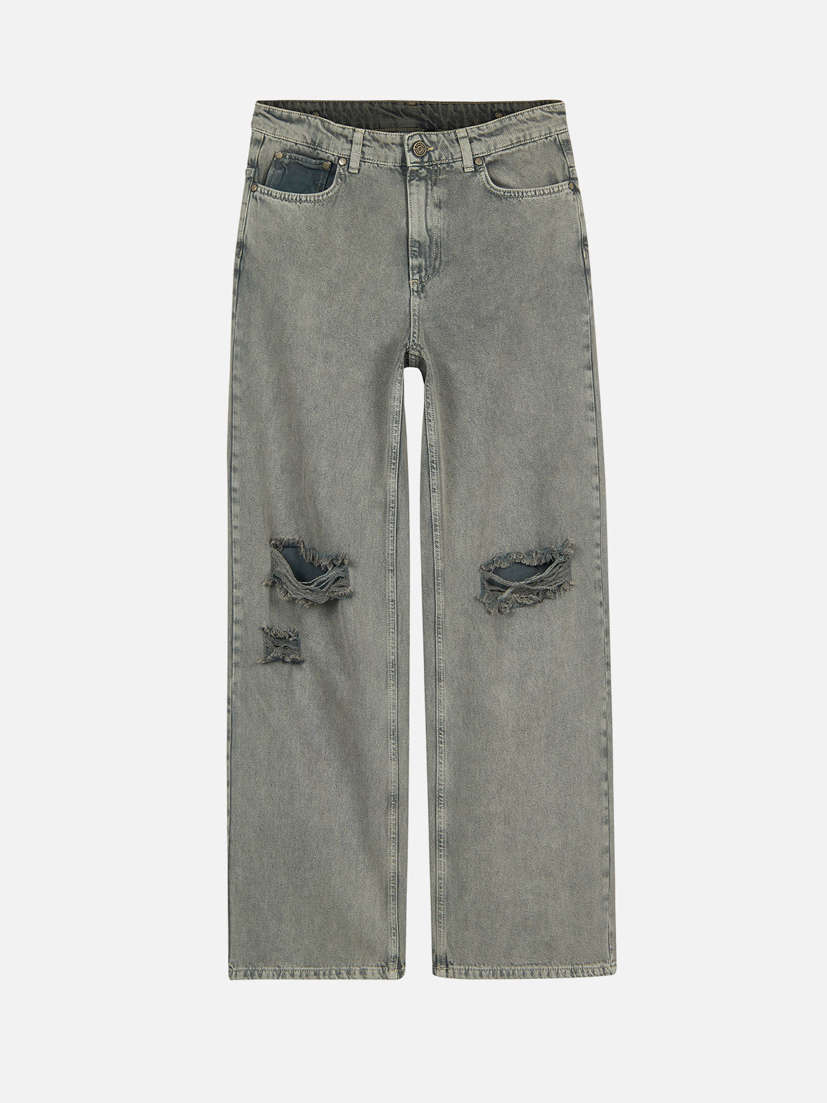 Core Denim Distress Jeans - Washed Grey — 01