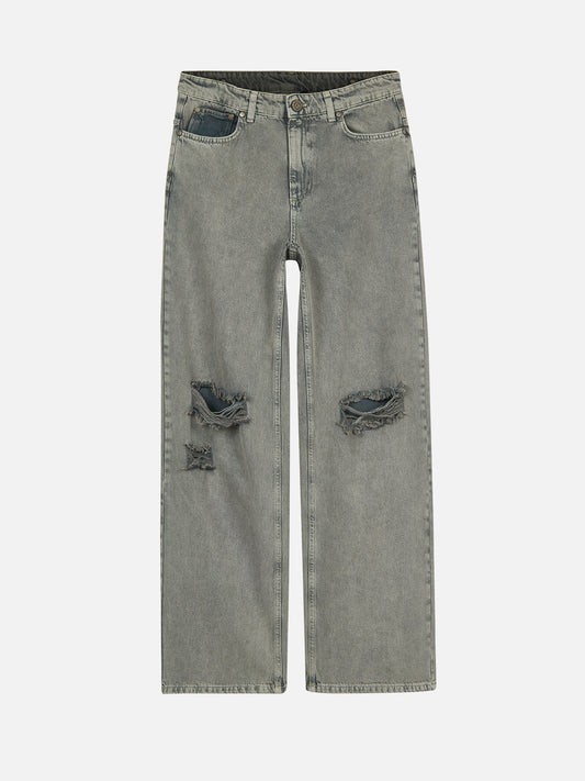 Core Denim Distress Jeans - Washed Grey — 01
