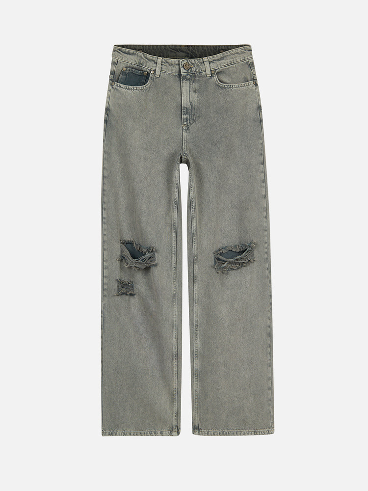 Core Denim Distress Jeans - Washed Grey — 01