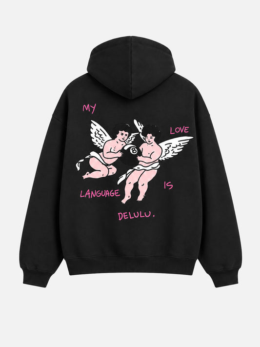 Delulu Full Zip Hoodie Black - arka
