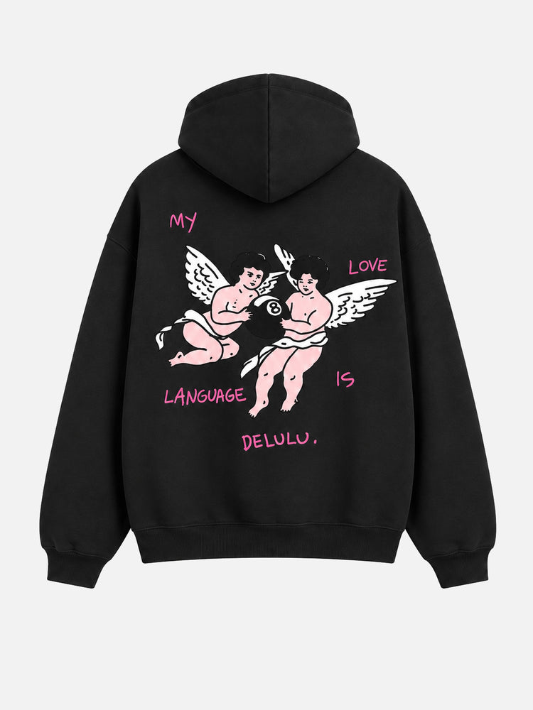 Delulu Full Zip Hoodie Black - arka