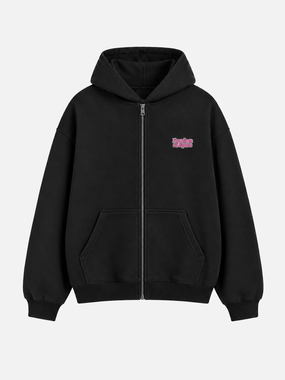 Delulu Full Zip Hoodie Black - ön