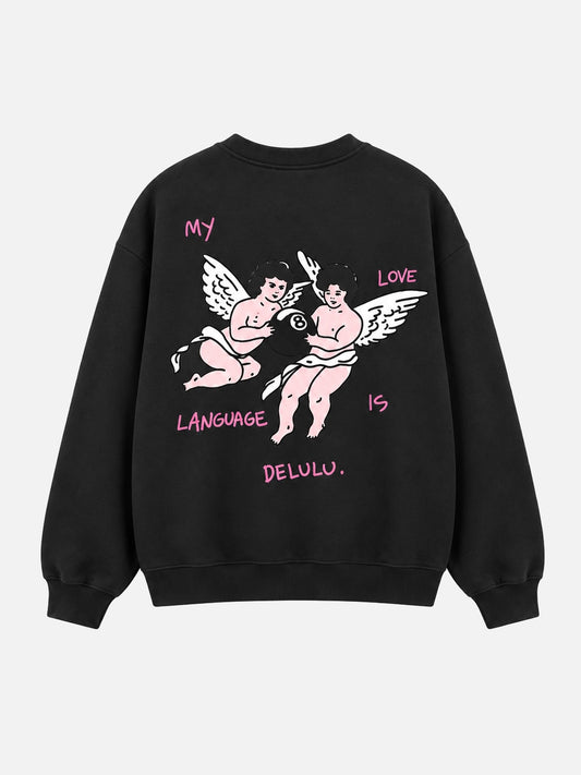 Delulu Sweatshirt Black - arka