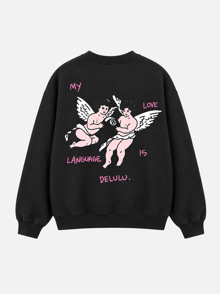 Delulu Sweatshirt Black - arka