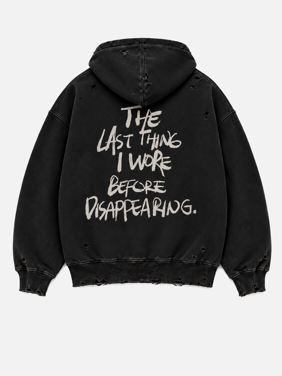 Disappearing Distress Full Zip Hoodie Black - arka