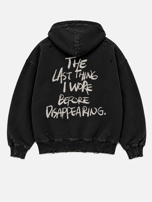 Disappearing Distress Full Zip Hoodie Black - arka