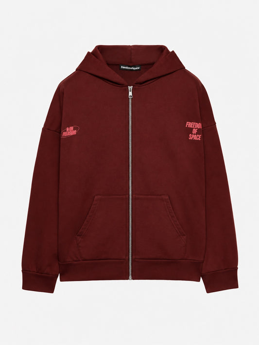 For Your Pleasure Full Zip Hoodie Bordeaux - ön