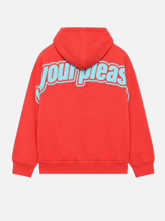 For Your Pleasure Full Zip Hoodie Coral Red - arka