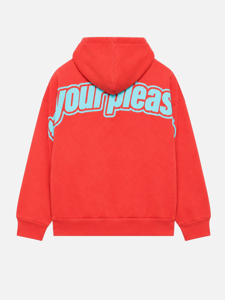 For Your Pleasure Full Zip Hoodie Coral Red - arka