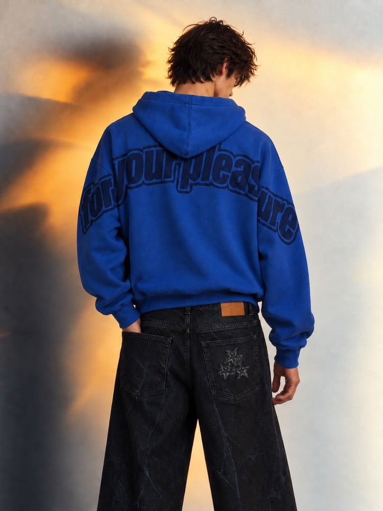 For Your Pleasure Full Zip Hoodie Royal Blue - model