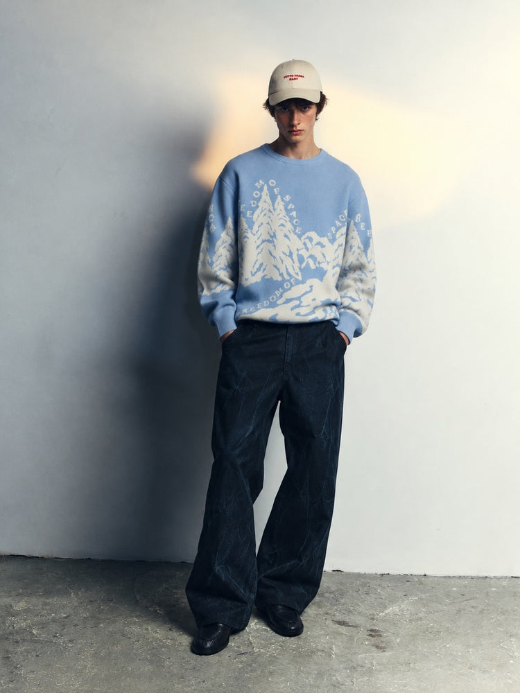 Mountain Knit Sweater Baby Blue - model