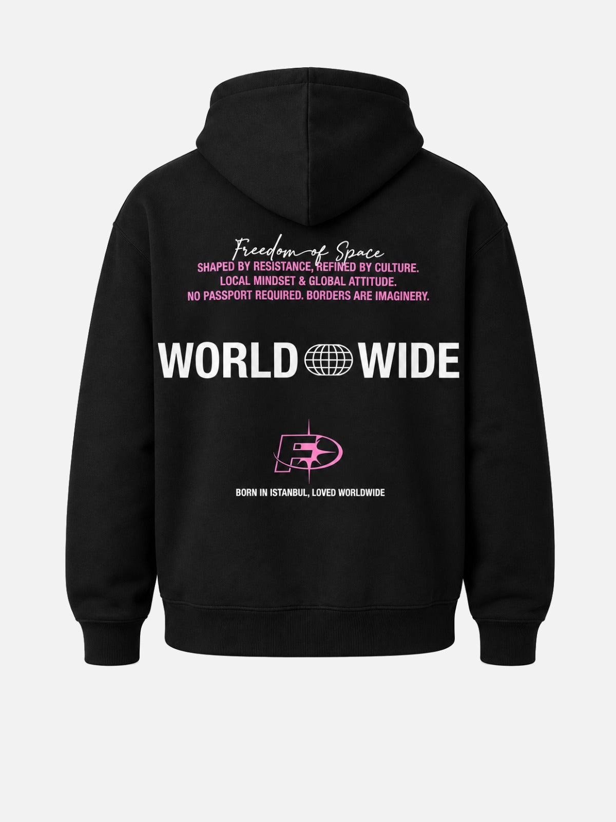 Worldwide Hoodie Black Pink - arka