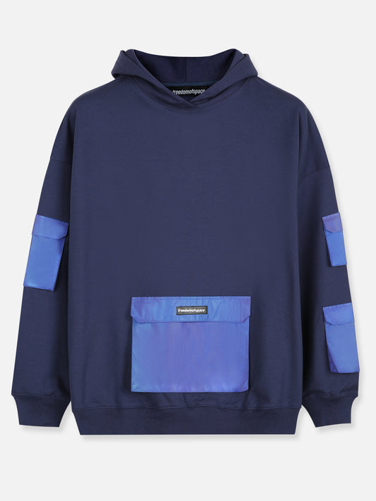 REFLECTED POCKET HOODIE NAVY