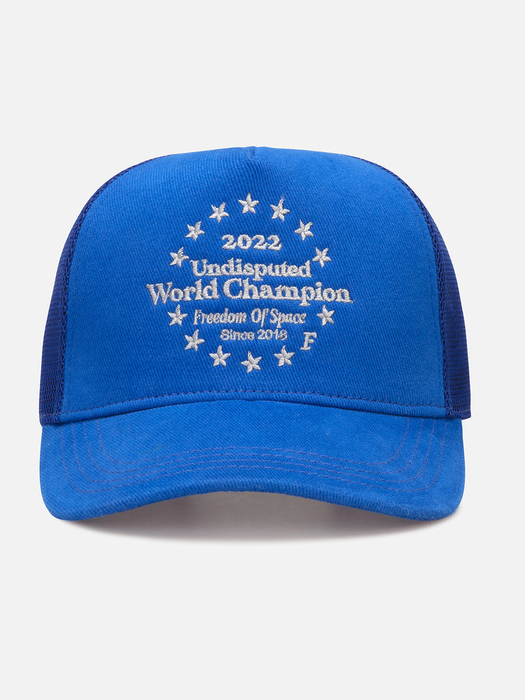 WORLD CHAMPION MESH BACK 5 PANEL CAP BLUE