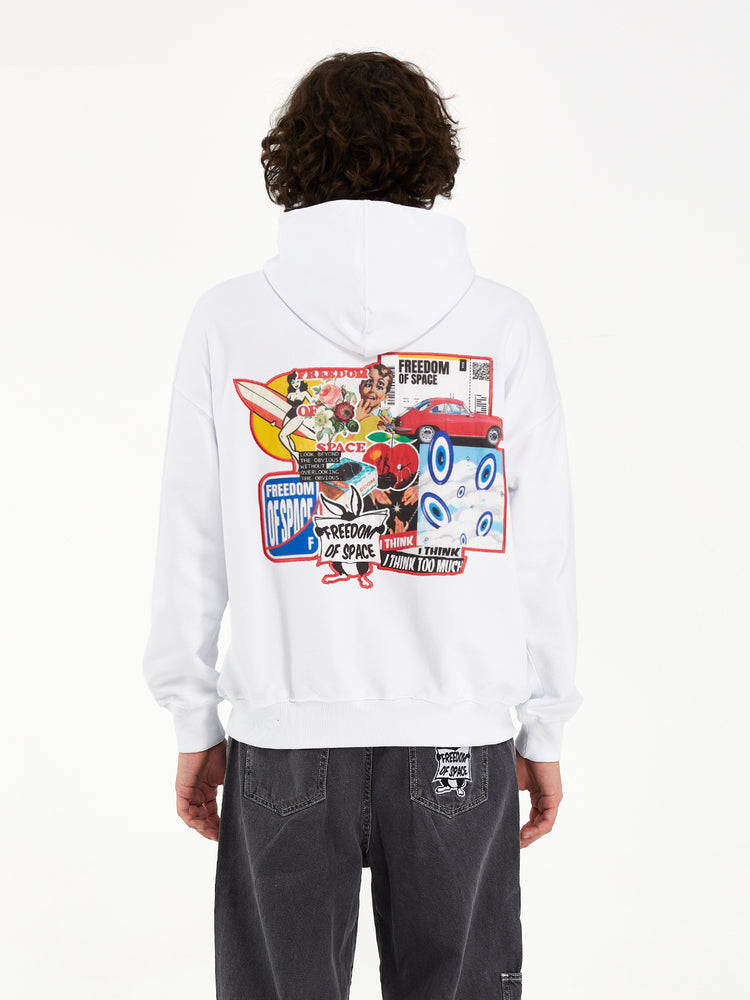 COLLAGE PATCHWORK HOODIE WHITE