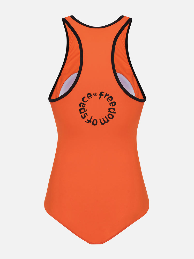 Circle Logo Zip Up Swimsuit Orange